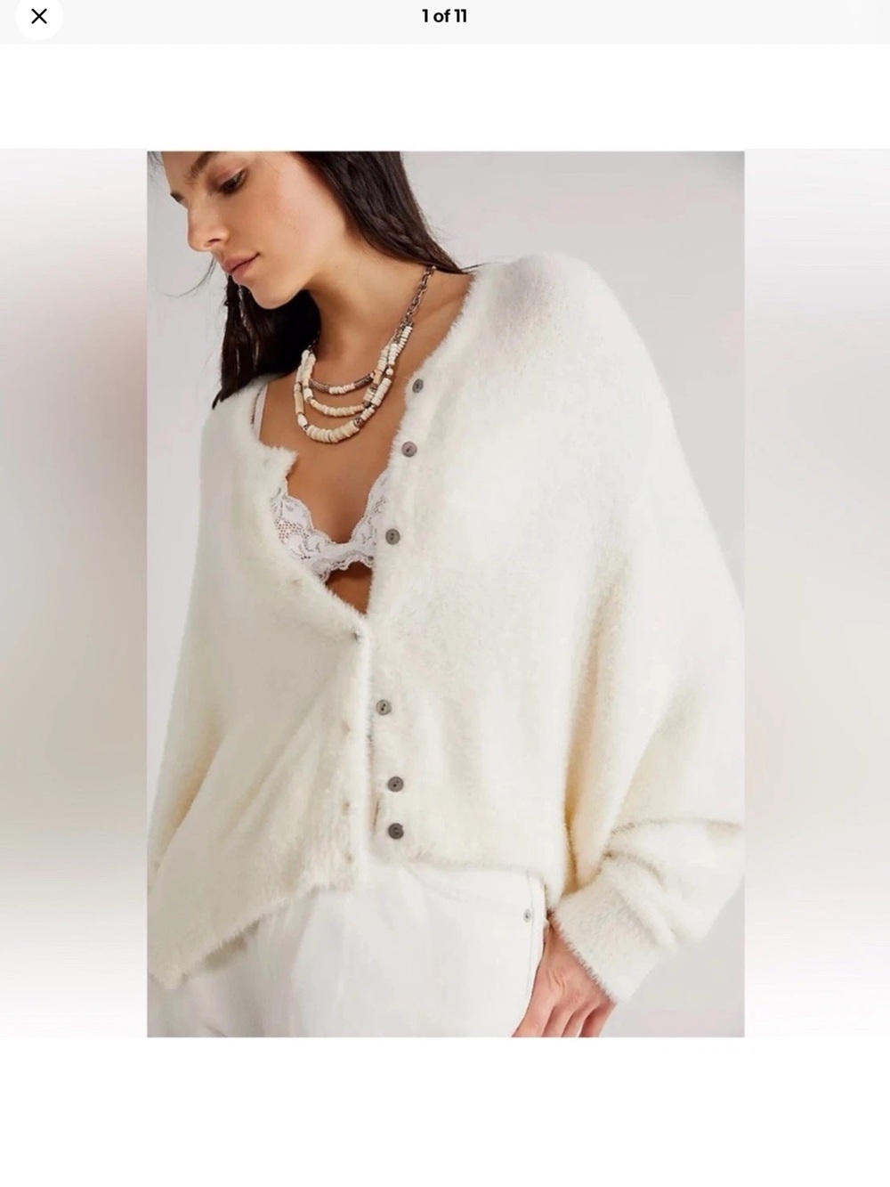Free People FP One Wyatt Cardi Soft Fuzzy Button Down Cardign Women’s Large